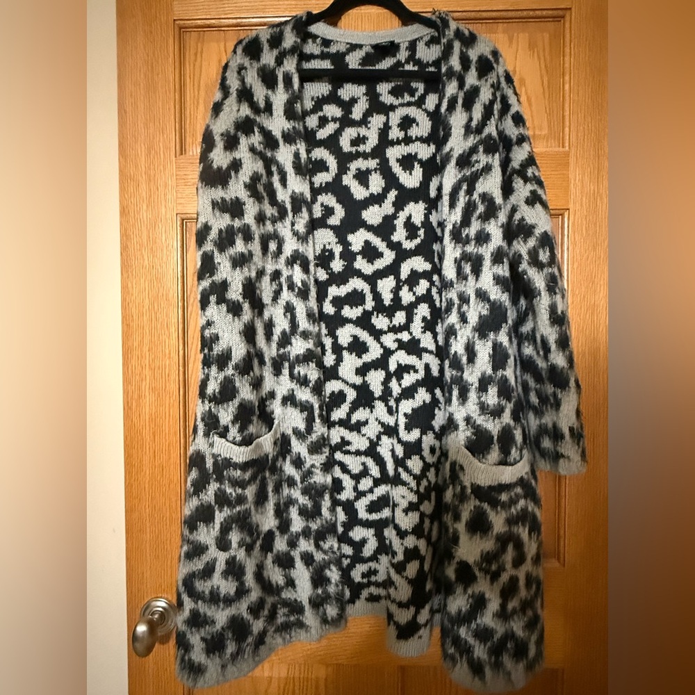 Torrid Black and White Animal Print Cardigan